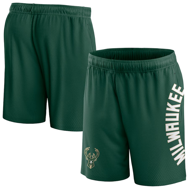 Men's Milwaukee Bucks Green Post Up Mesh Shorts(Run Small)